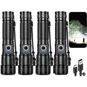 4 Packs Flashlight Rechargeable, 990,000 High Lumens Bright Flash Light, 5 Modes Adjustable Linternas,  Handheld LED Flashlights for  Camping
