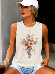 Comfort Colors Floral Cross Tank Top, Christian Faith Tank Top, Jesus Cross Graphic Tank Top, Inspirational Religious Tank Top, Christian Gift - The William