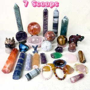 7 Scoops-Mystery Crystal Scoop with Healing Stones, Rare Crystals Surprise, Perfect for Gifts & Collectors