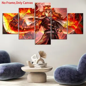5 Piece Wall Art Set, Demon Slayer Anime Posters, High Definition Printing, Living Room Bedroom Bar Decor, Home Room Decoration, Unframed