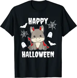 Donkey Happy Halloween Devil Donkey Halloween Costume T-Shirt - Jhunbacan Shop 66B0CD5VX3NK