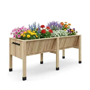 Garvee Elevated Wooden Raised Garden Bed 6 x 2 x 2.5FT with 6 Legs, Detachable Liner, Natural Cedar Outdoor Planter Box for Vegetables, Herbs, Flowers, Suitable for Backyard, Patio, Balcony