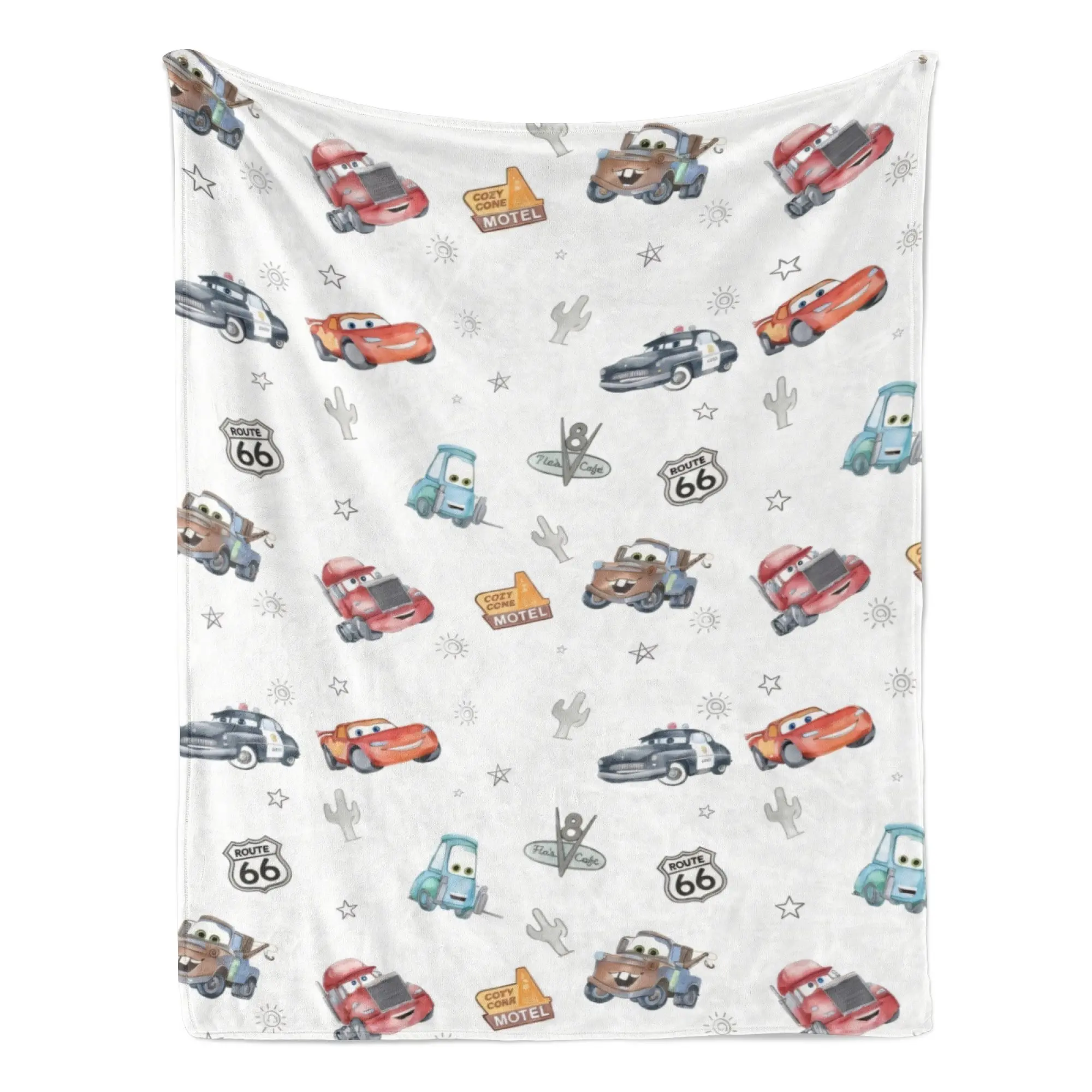 Disney Pixar Cars Watercolor Pattern Throw Blanket Lightning McQueen Mater Graphic Fleece Soft Blanket for Bed Couch Office Camping Holiday Gift