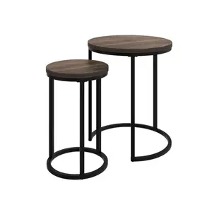 Nathan James Lula Nesting Round Side Tables Nutmeg/Black