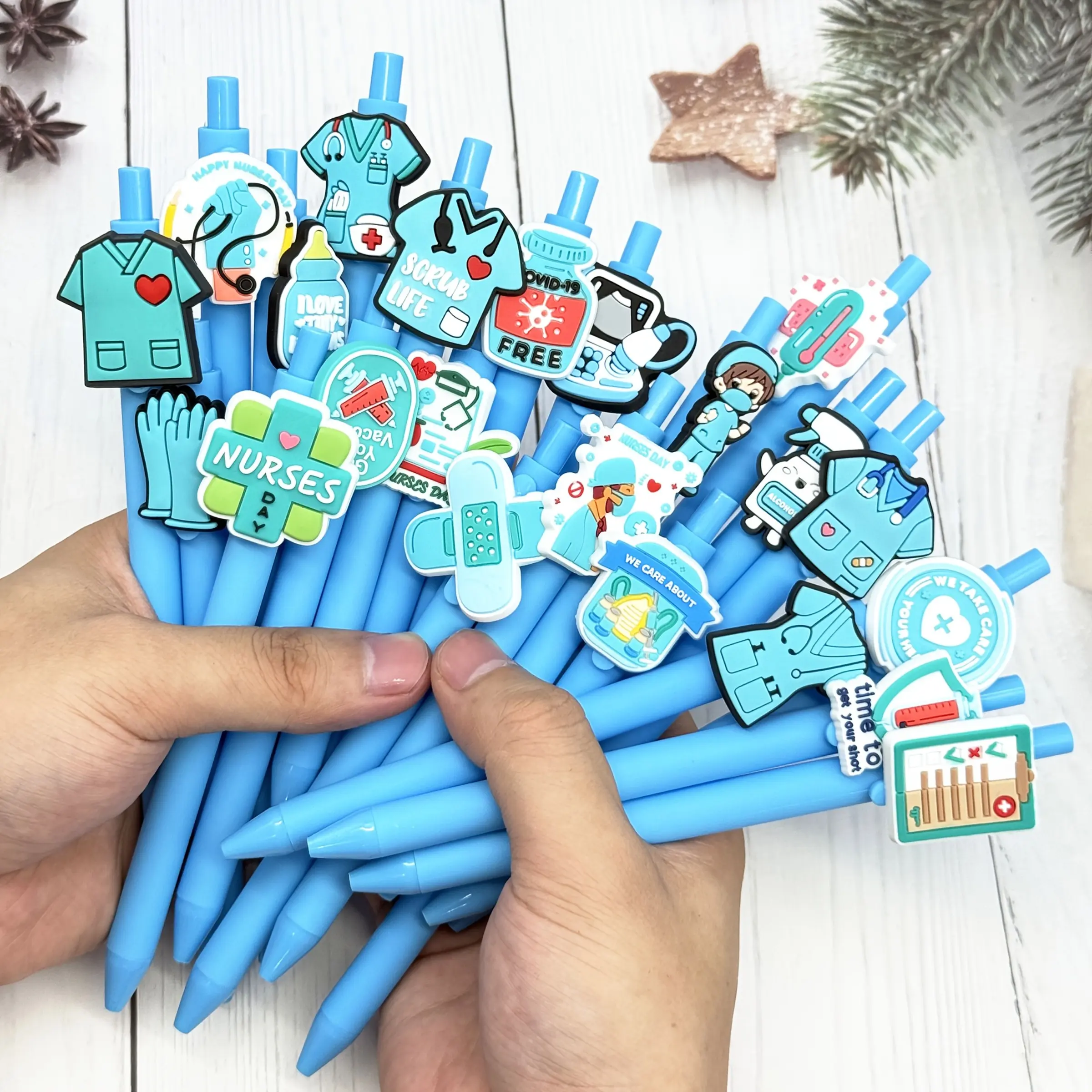 15/25pcs Creative Medical Series Ballpoint Pens, Blue Series, Doctor Pen, Nurse Pen, Neutral Pen, Ink Core, Fun Office Supplies Gift, Medical Record Pens