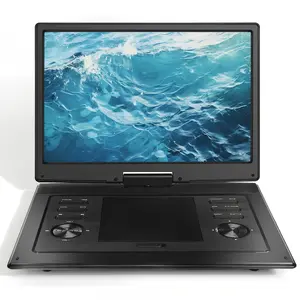 PJGCWB Portable CD DVD Player, 17.9" High-Def Multimedia Video Player with 270° Rotation, 180° Flip, TV Sync, USB/SD Support, Dual Speakers, Region-Free, Long Battery Life, Compact for Car & Home Use, Remote Audio Sound System