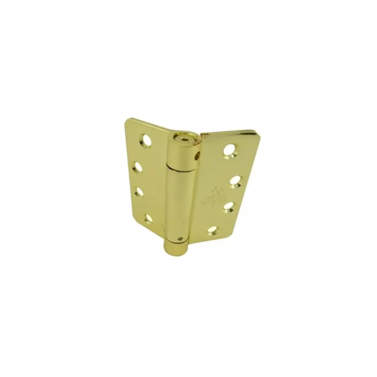 Hager 050220 Bright Brass Full Mortise Door Hinge - 4x4 inches, 0.25 in Radius Corner, Single Acting Spring Hinge, 125143.1 Model, Rounded Arc Hole Design, Outdoor Lawn Doors Use, Wood/Machine Screws Included