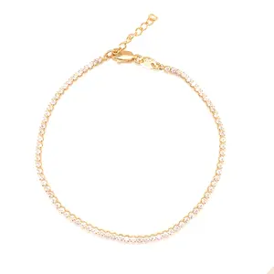 Aria 2mm Gold-Filled Tennis Anklet | Elegant Jewelry | Women's Anklet