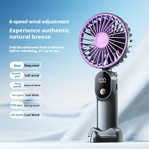 High Power Portable USB Handheld Cooling Fan with Speed Adjustment, Mini Fan with Digital Display and 1200mah Rechargeable Battery, Ideal for Home and Outdoor Use