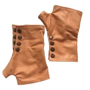 Apricot Fingerless Leather Gloves