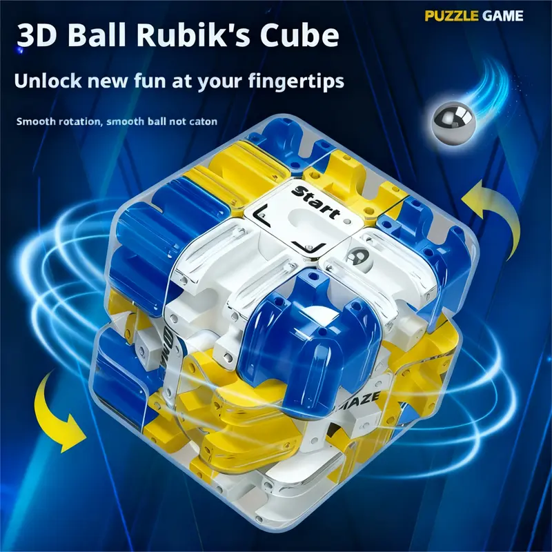 3D Maze Ball Roller Toy - STEM Learning Magic Cube Puzzle for Kids, Parents' Parent-Child Interaction, Logical Thinking Training & Stress Relief, Interactive