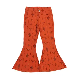 Fashion-Forward Western Skull Cow Denim Jeans for Girls - Wear-Resistant & Cute Kids Style Pick