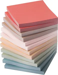 Color Sticky Notes Set of 12 Pads 3"x3" Bulk Colored Sticky Pads Office Accessories Vintage Colors 600 Sheets Total - Sticker