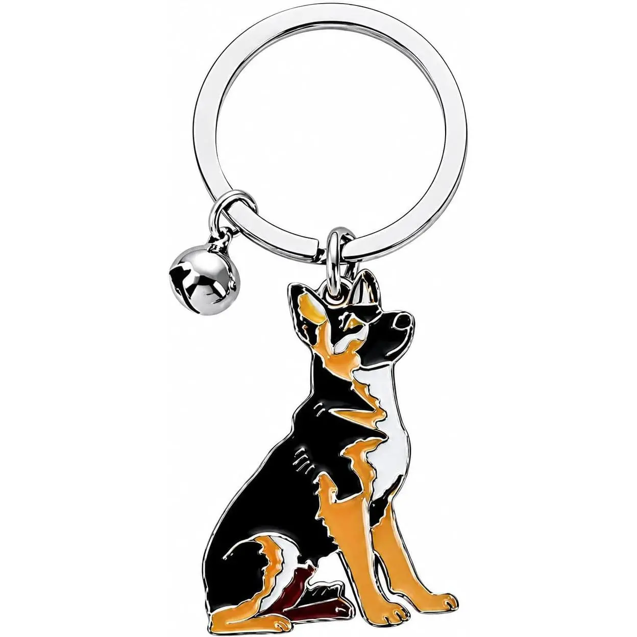 SUPAC German Shepherd Dog Keychain - Black & Gold Enamel Charm