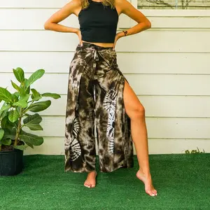 Tie Dye Shibori Palazzo Wrap Pants, Boho Pants, Beach Pants, Harem Flow Pants, Open Flow Genie Pants, Bohemian Flow Pants, Belly Dance Pants