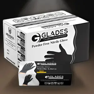 GLADES 8 Mil Heavy Duty Disposable Nitrile Gloves with Diamond Texture Grip Gloves Latex & Powder Free Black Color 500 PCS