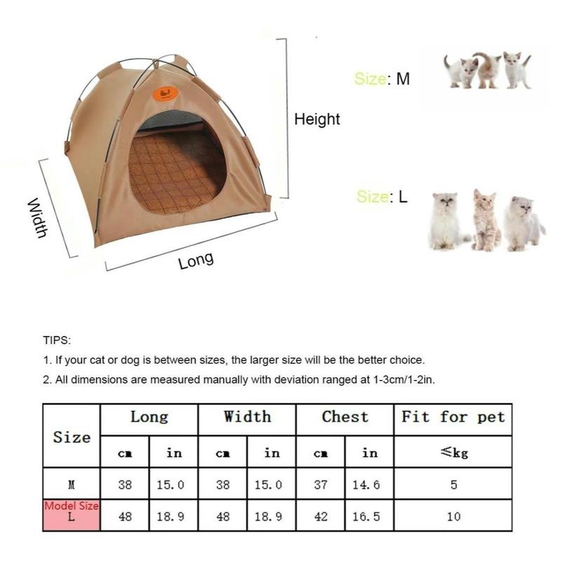 Foldable Pet Tent with Mat,Pet House, Cat Tent, For Indoor And Outdoor Use, Cat House, Pet Bed, Cat Bed, Summer, Breathable, With Cooling Pad, Washable,  Pet Room For Cats, Puppies And Small Dogs Perfect Nest for Pets in All Seasons Portable Bedding Home