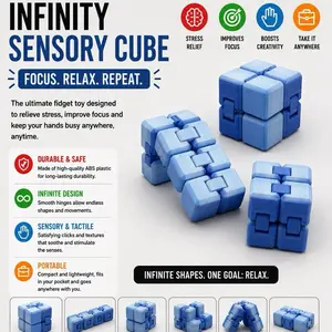 Infinity Cube Fidget Toy, Compact Stress Relief Tool for Adults and Teens