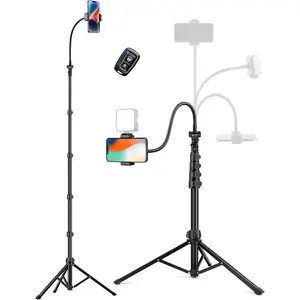 Phone Tripod, 86" Tall Tripod for  with Flexible Gooseneck & Remote, Portable  Cellphone Stand for Selfies, Video Recording,Travel, Compatible with  Android