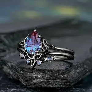 fashion luxury women's rings |     Celtic Knot Water Drop Shape, Contains Synthetic Zirconia, Promise Engagement Ring, Suitable for Daily and Wedding Occasions, Ideal for Valentine's Day and Anniversary Gifts