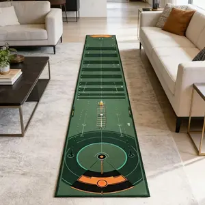Golf putting training mat, for aiming and speed control training, with graduated green markings, one-click calibration of putting distance/direction, precise practice, realistic putting experience, and improved swing accuracy.