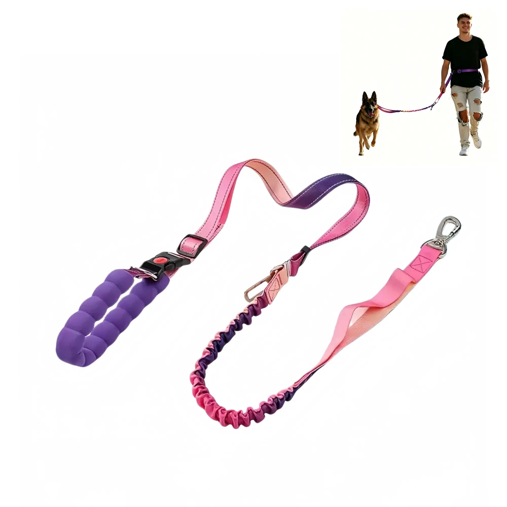Hands-Free Dog Leash with Bungee Shock Absorption, Anti-Pulling Design for Running, Hiking | Dog Lovers’ Pet Gear Essential