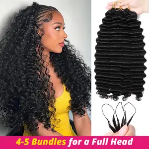 [Lowest Price Ever]Deep Wave Crochet Human Hair For Mircale Knots Burmese Curly Human Hair Feather Crochet Human Hair Extensions for Boho Braiding Hairstyle #Summervibes