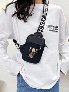 Fashion Letter Print Purse Crossbody Bag with Adjustable Strap, Casual Lightweight Shoulder Bag for Women & Girls, Casual Trendy Versatile High-quality Daily Commuting Bag, Girl Fashionable Shopping Bag