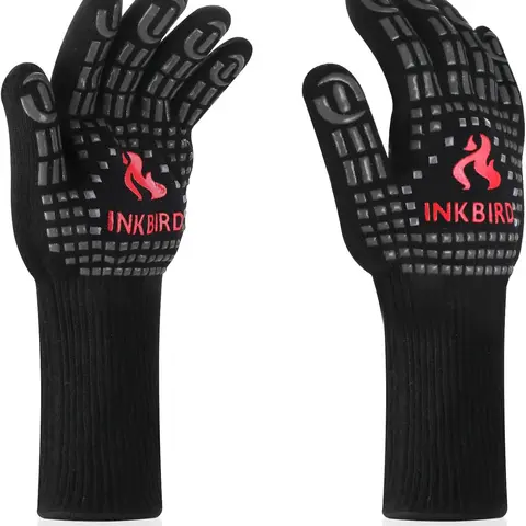 【DealsForYouDays】INKBIRD Heat-Resistant Anti-Slip Silicone Oven Mitts - Cotton-Lined, Universal Fit Kitchenware for Baking, Rubber Gingham Welding Accessory, DFYD Mid-Year Sale Father's Day Gift for Dad (Left/Right Nocheck Restock)