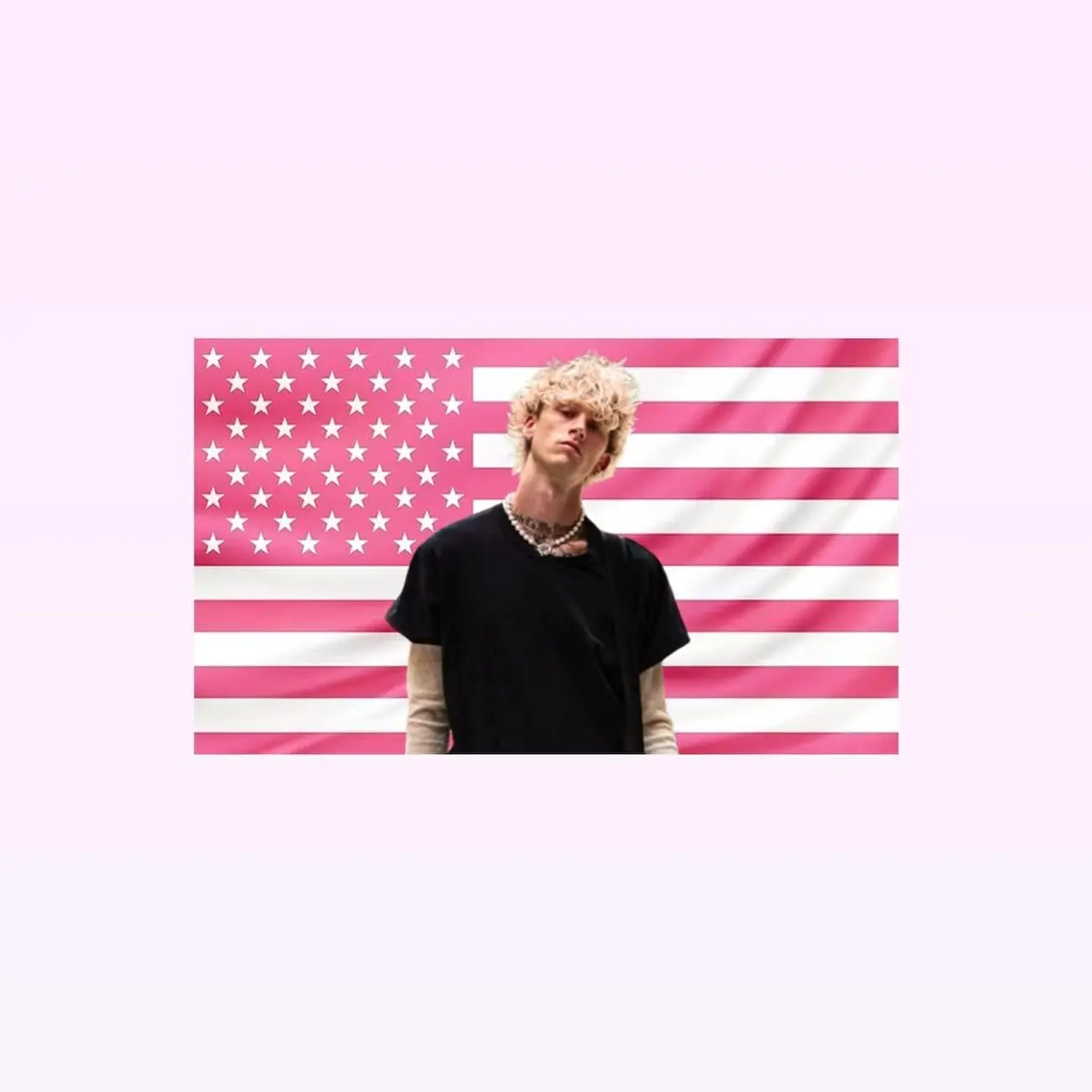 Machine Gun Kelly Pink American Flag Tapestry – Rapper Wall Art | Rock Star Fan Decor | Aesthetic Pink Flag | Music Lover Gift