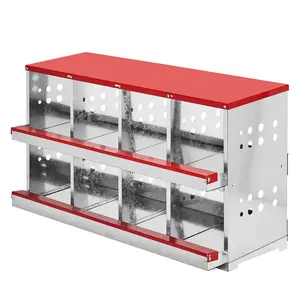 Hen-Friendly 8 Compartment Chicken Nesting Box with Durable Steel & Plastic Construction for Secure Laying & Egg Collection