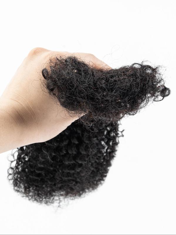 30g a pack Kinky Afro Bulk Hair Soft Real Human Hair Braiding Material, 16 Inch Dirty Bun Making Supplies, Soft African Curly Texture