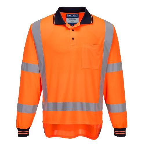 Portwest TTMC Long Sleeve Polo 2 Tone Comfort HiVis Reflective Work Safety TM312