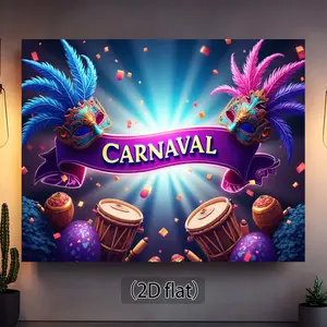 1pc Brazilian Backdrop Carnival Party Mardi Gras Theme Masks Drums Samba Dance for Costume Event Photo