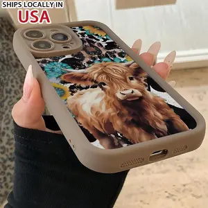 Cute Cow Pattern Phone Case, TPU Decorative Phone Protector Cover, Phone Accessories Compatible with iPhone
