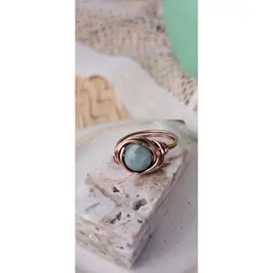 Copper Wrapped Hemimorphite Ring