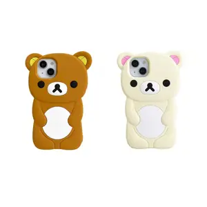 Cartoon Rilakkuma Bear Silicone Soft Cover Case For iPhone 17 16 15 14 13 12 11 Pro Max Plus Xs XR 6 7 8 Plus 5 5S 4 4S