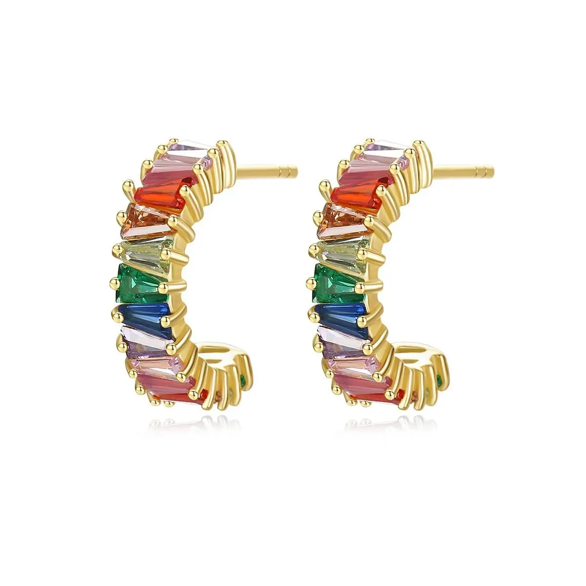 EAMTI 925 Sterling Silver Colorful Vintage Cubic Zirconia Earrings Dainty Jewelry Gifts for Women Birthday/Anniversary Day/Valentine’s Day