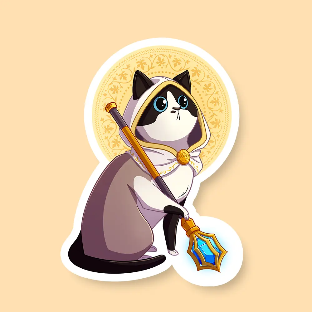 Cleric Class D&D Cat Sticker