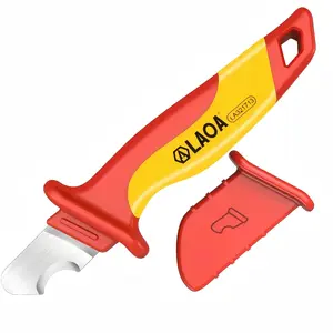 Insulated Cable Stripper, Hook Type Cable Stripper with Protective Cover, Manual Operation Cable Stripping Tool for Electrician, Hand Tools