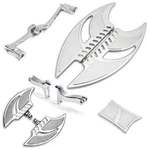 For Harley-Davidson Chrome Floorboard Heel Toe Shift Lever Passenger Footboards for Road King FLHR Ultra Limited Low FLHTKL 1980-Up Billet CNC Aluminum Touring Street Glide Models