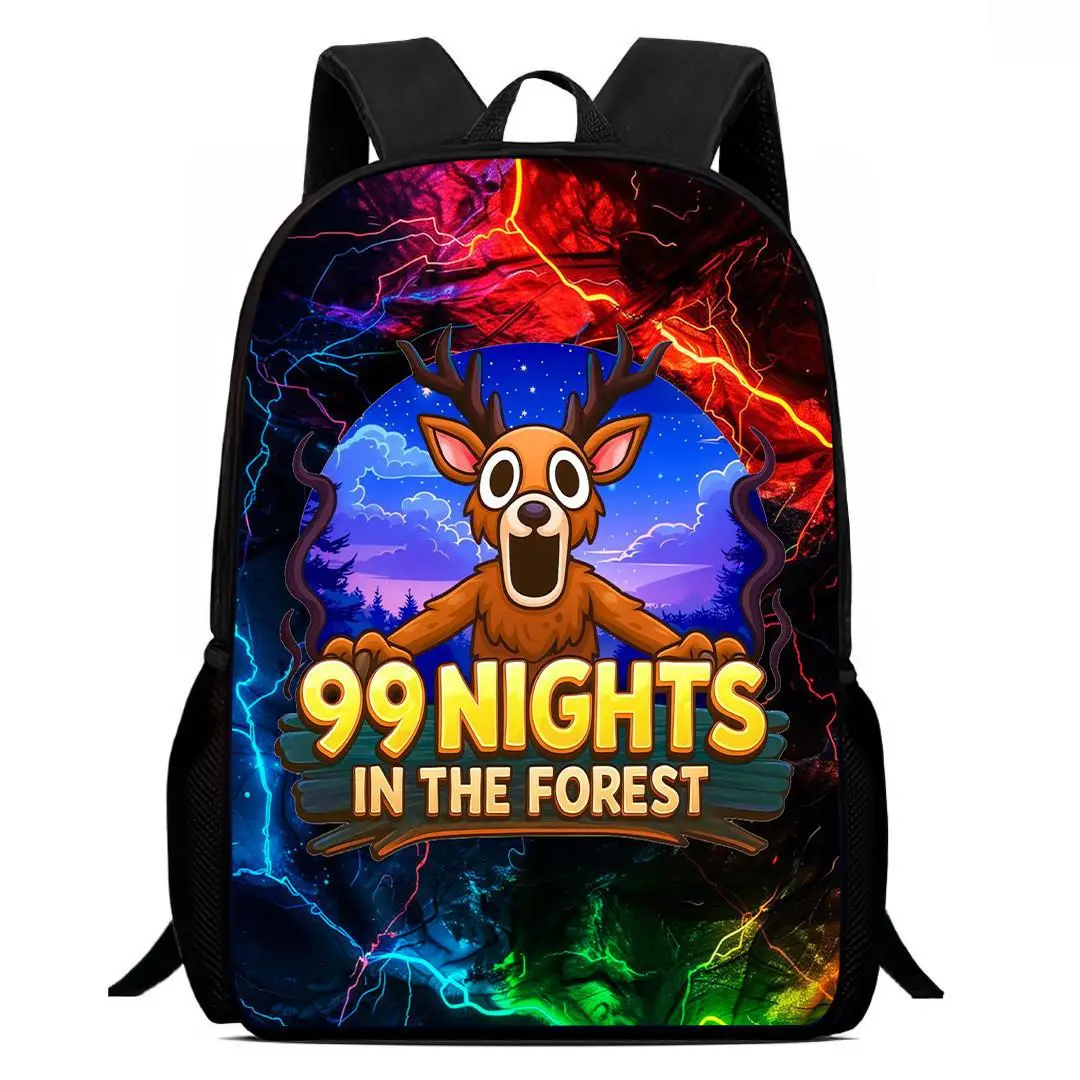 Neon Lightning Forest Deer Cartoon Graphic Print Laptop Backpack Daily Travel Daypack Backpack