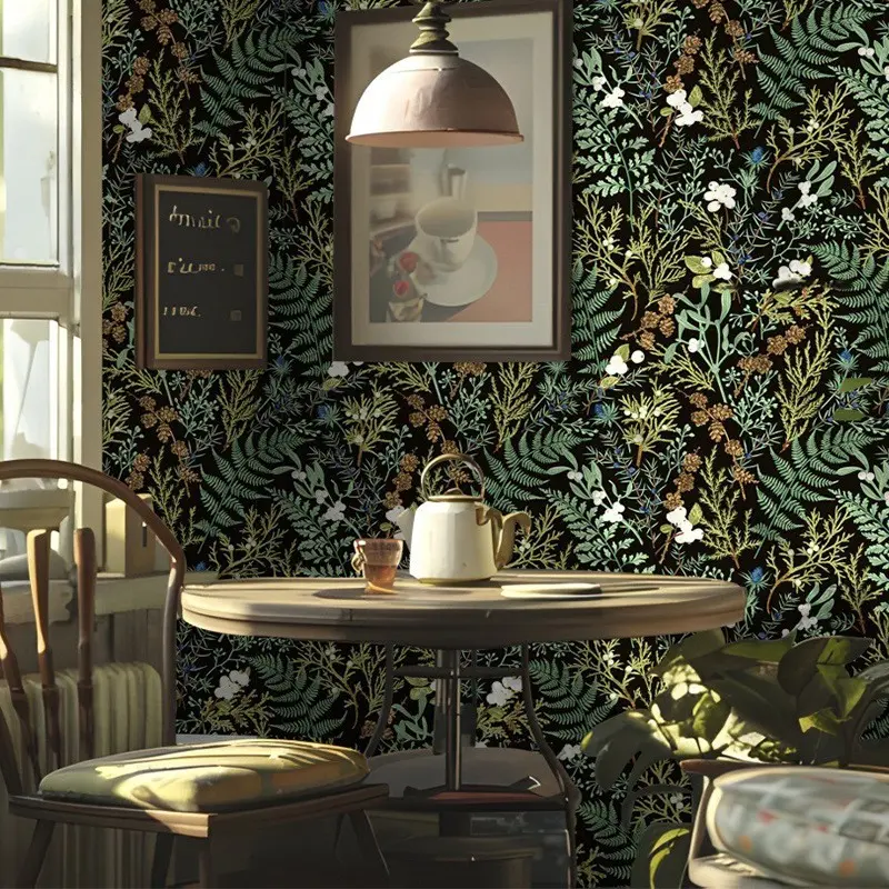 Vintage American Leaf Wallpaper, Waterproof Self-Adhesive, Peel-And-Stick Contact Paper, Classic Aesthetic Style, Home Decor, Living Room, Bedroom, Bathroom Peel And Stick Wallpaper