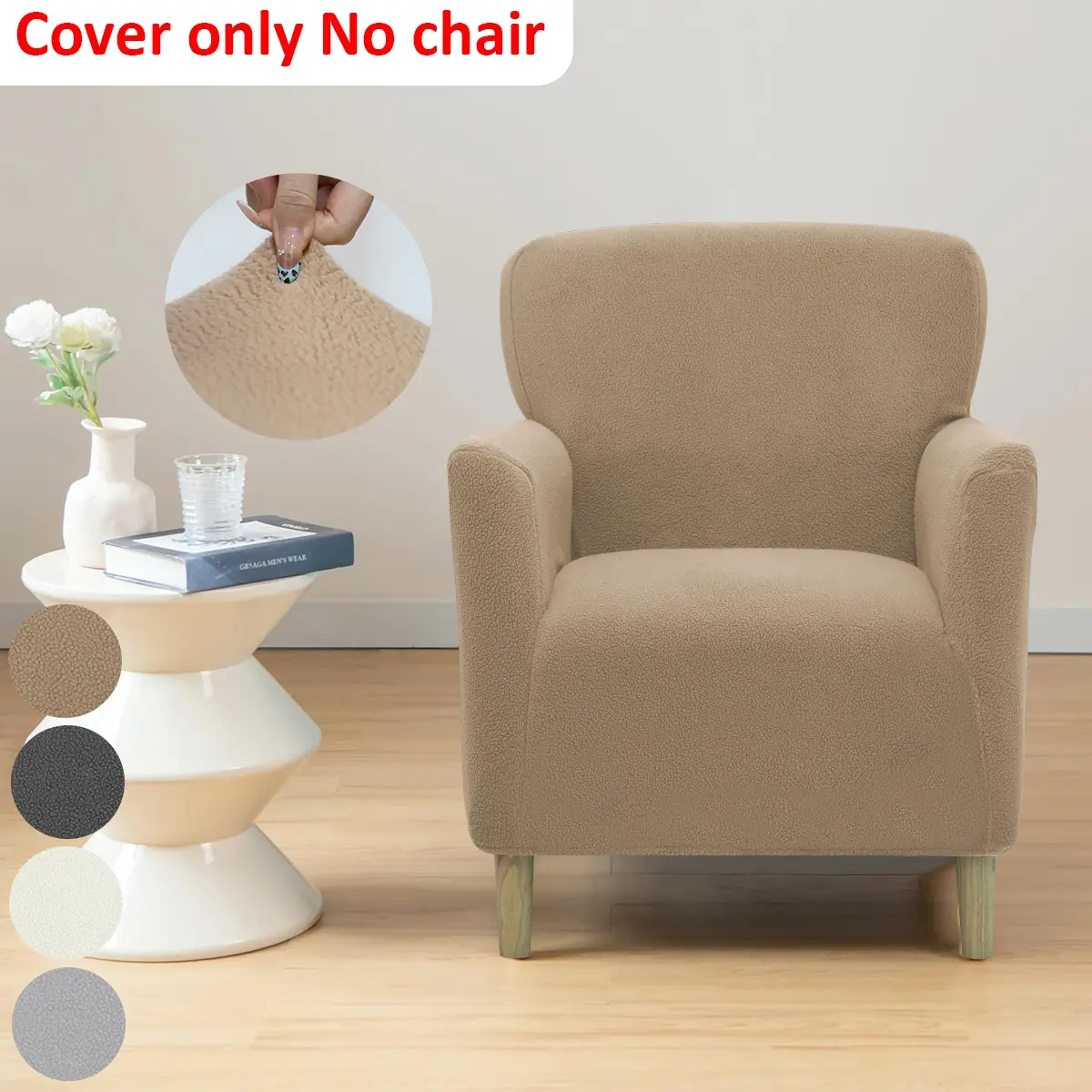 Sheepskin Single Seat Sofa Cover, Couch Cover, Elastic Easy Wash Soft Sofa Protector Furniture Protector, Home Decor Essential for Bedroom Office Living Room, Washable Sofa Slipcover, Covers Only