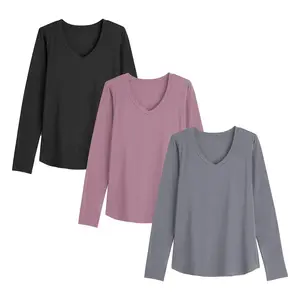 SHOWITTY Women‘s 3 Pack  Shirts - Plus Size V Neck Tops Basic Loose Fit Lightweight Casual Fall Fashion