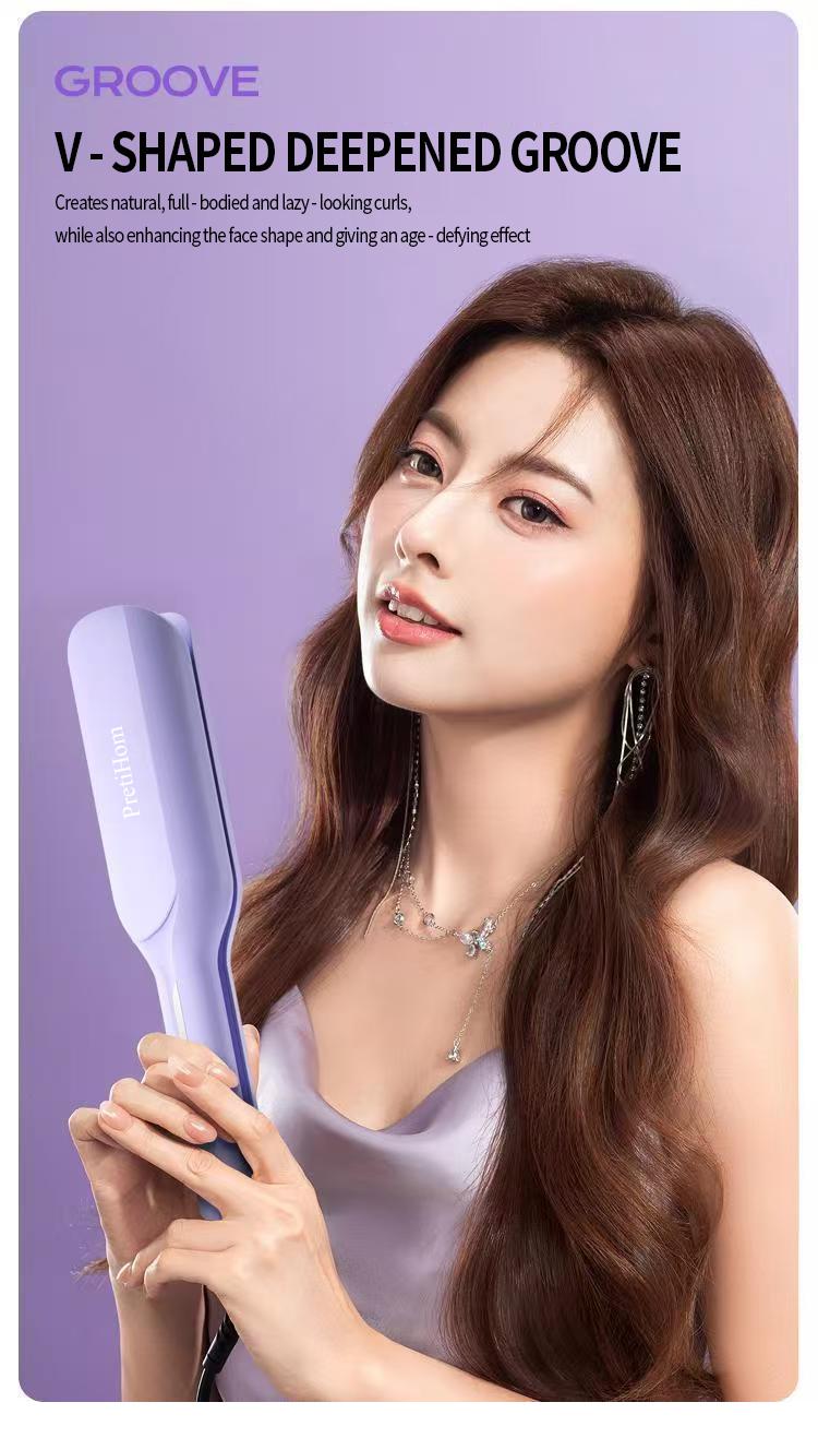 V-Shaped Clip - 30-second fast heat-up, ergonomic lightweight curling iron Multifunctional Styler hair straightener