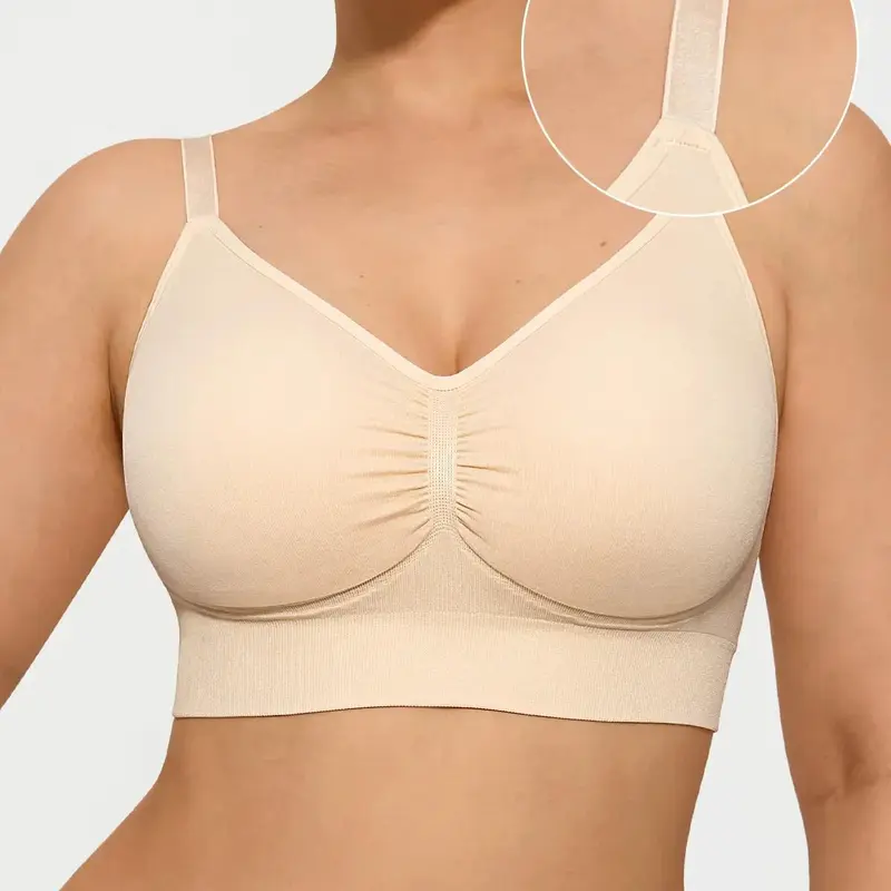 Popilush Seamless Comfort Removable Pad Everyday Bra Underwire Molded Minimalist-live