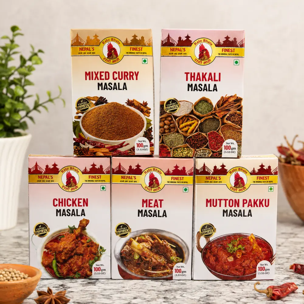 Masu Lover 5-Pack Masala Combo Pack - Authentic Nepali Rato Bhale Spice Mix Collection, Flavorful Blend for Chicken Dishes, Flavor