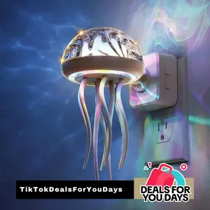 DORESSHOP Jellyfish Projector Night Lights, Night Light Plug Into Wall, Night Lights with Dusk to Dawn Sensor, 180° Dynamic Rotating Night Light for Kids Adults Teen Girl Gifts Room Decor