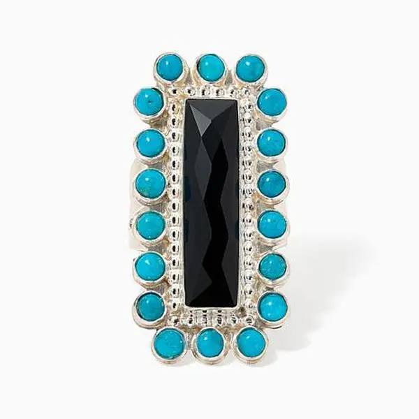 Mine Finds by Jay King Sterling Midnight Chalcedony & Royal Blue Turquoise Ring